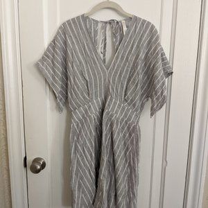 Blue Striped Backless Summer Dress